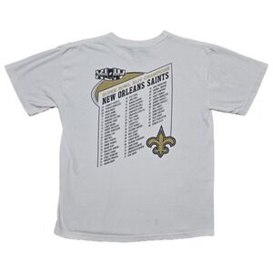 Rare VTG New Orleans Saints Brees Super Bowl XLVIlIT-Shirt S Player List Reebok